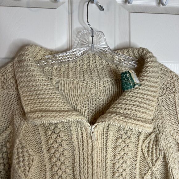 Vtg Connemara Knitwear Ireland Merino Wool Zip-up Cardigan Cable Knit M/L - Picture 6 of 9